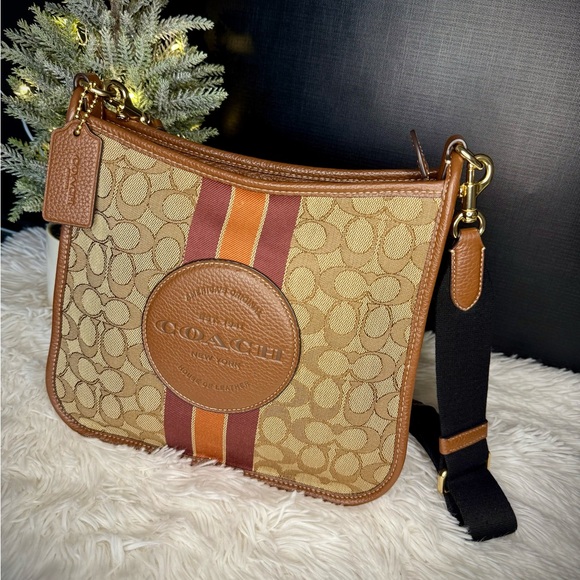 Coach Handbags - SOLD COACH CA195 Dempsey File Bag In Signature Jacquard Stripe Patch Saddle Cros